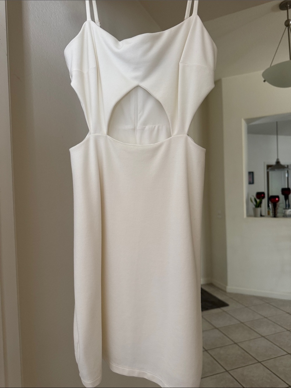 Cutout Spaghetti Strap Mini Dress in White